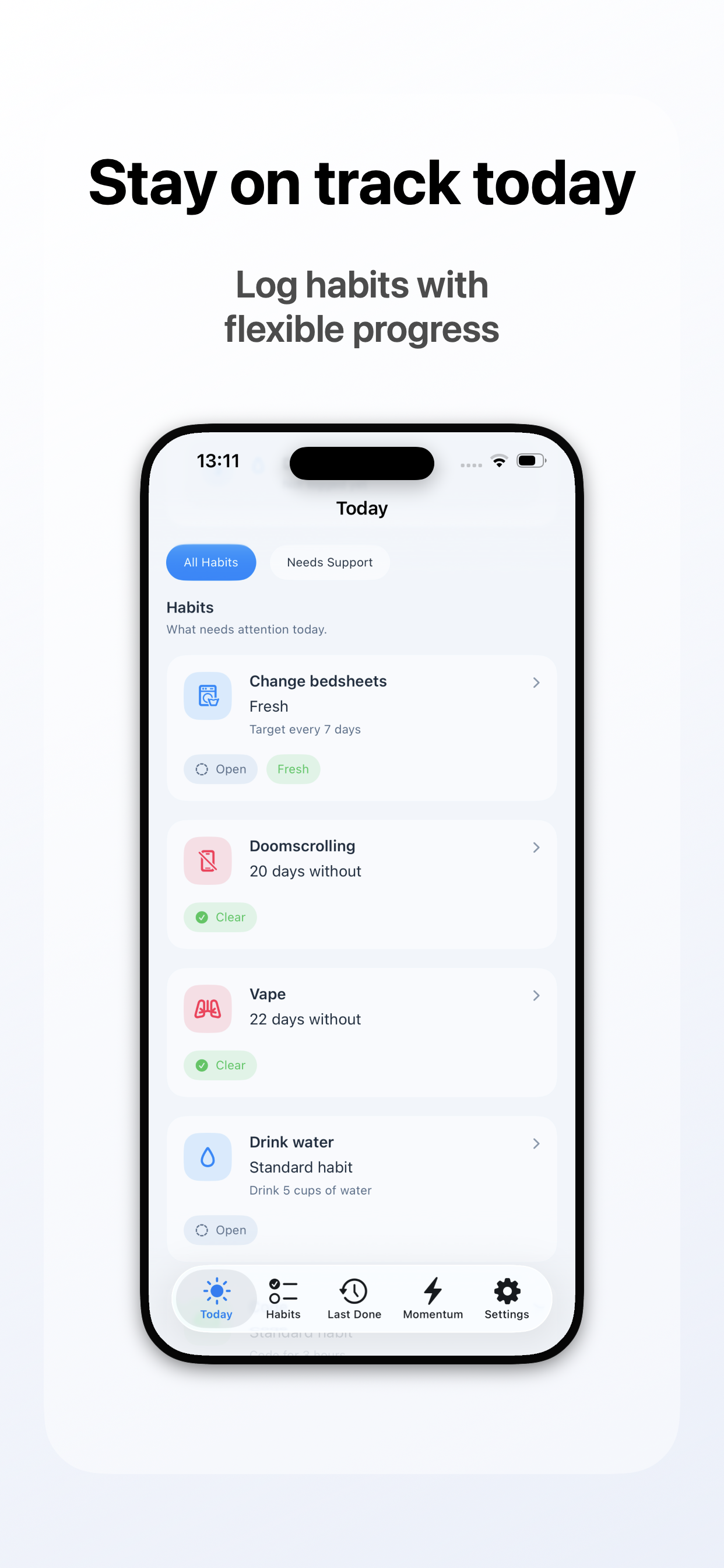 Momentum Vault screenshot: Stay on Track Today