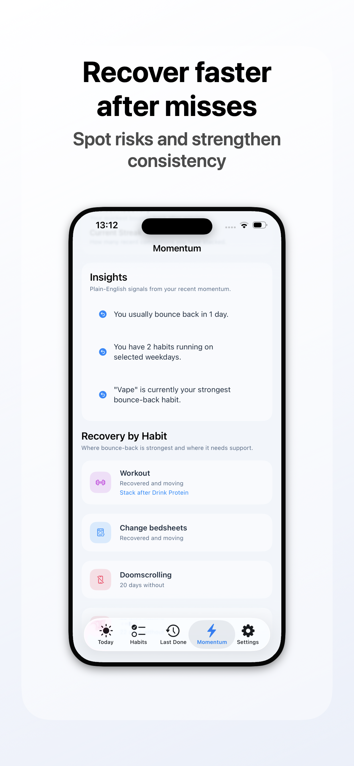 Momentum Vault screenshot: Recover Faster after Misses