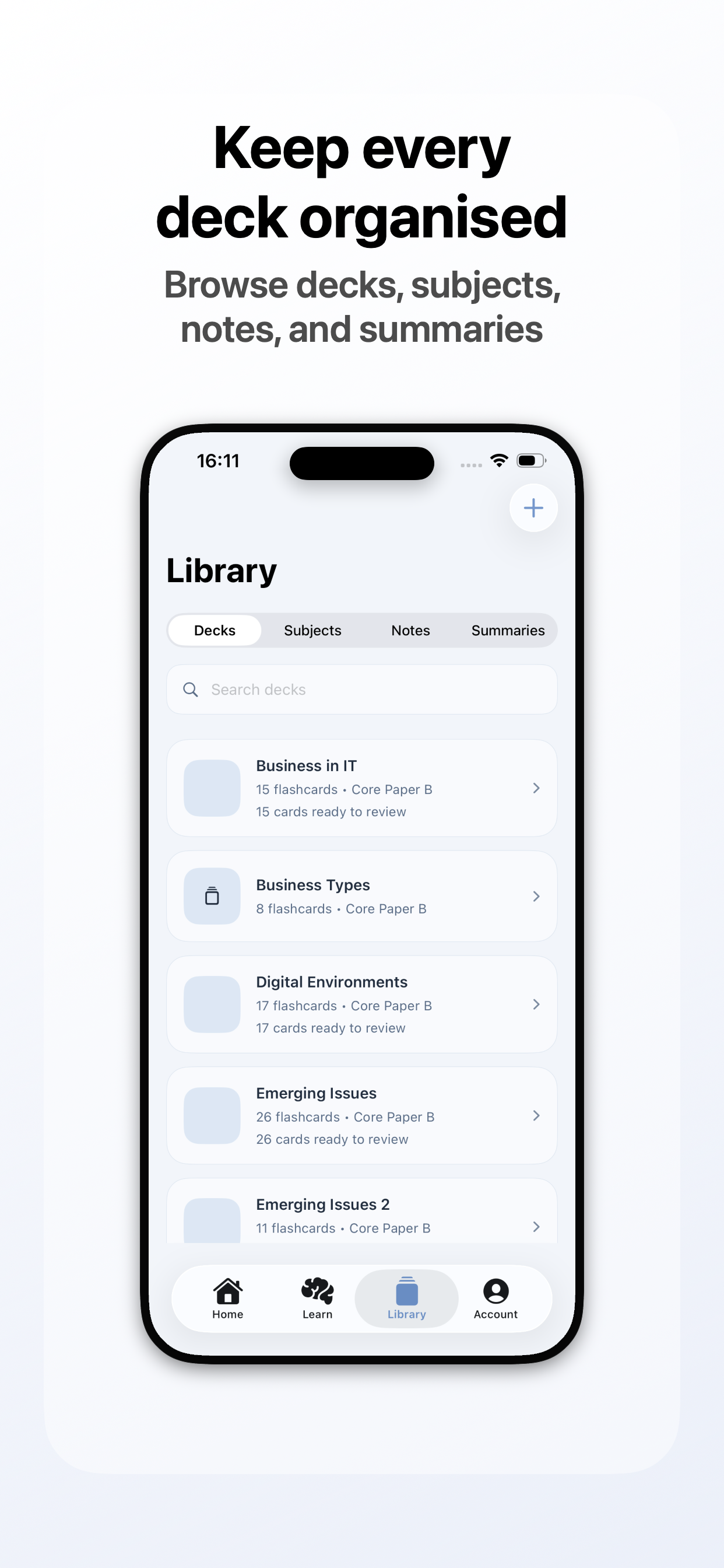 Study Vault AI screenshot: Keep Every Deck Organised