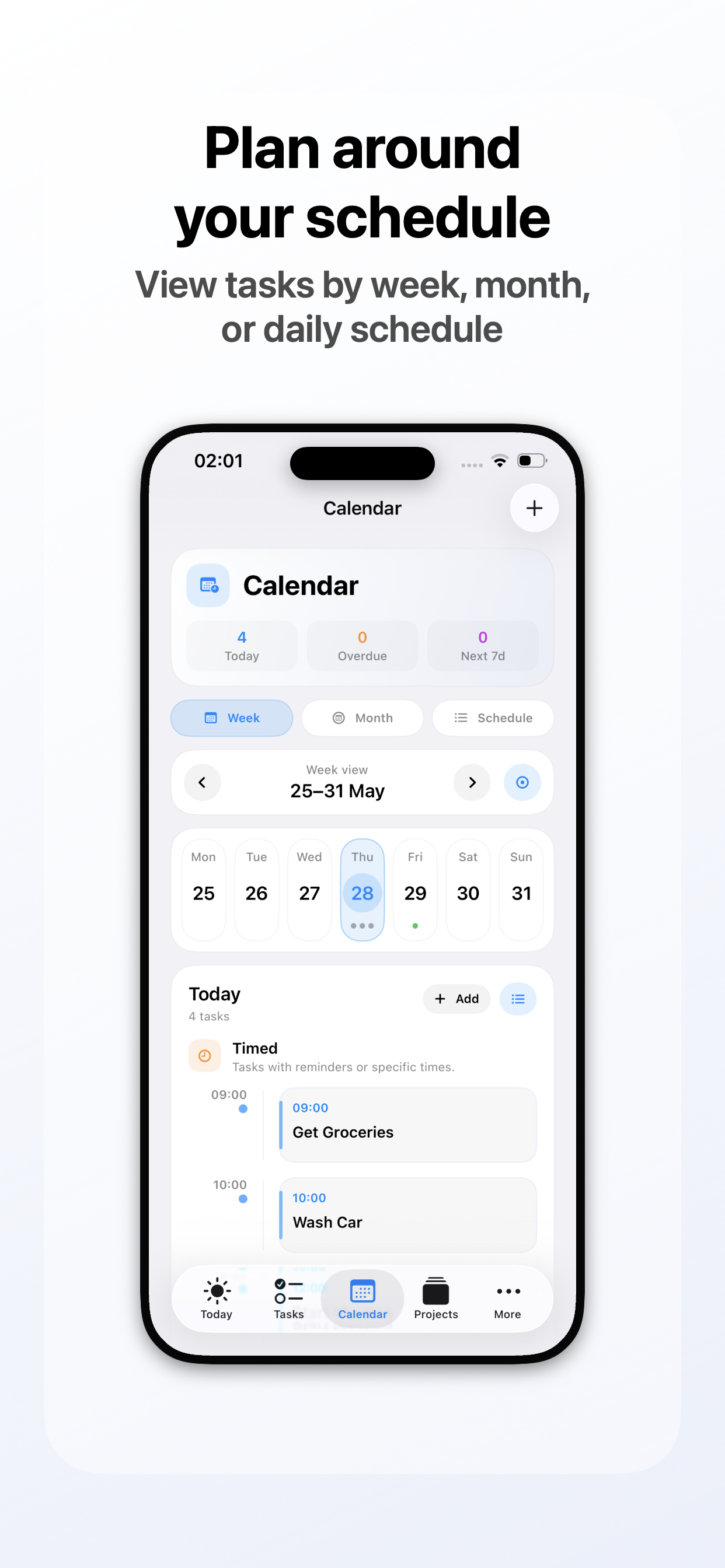 Taskscope screenshot: Plan Around Your Schedule