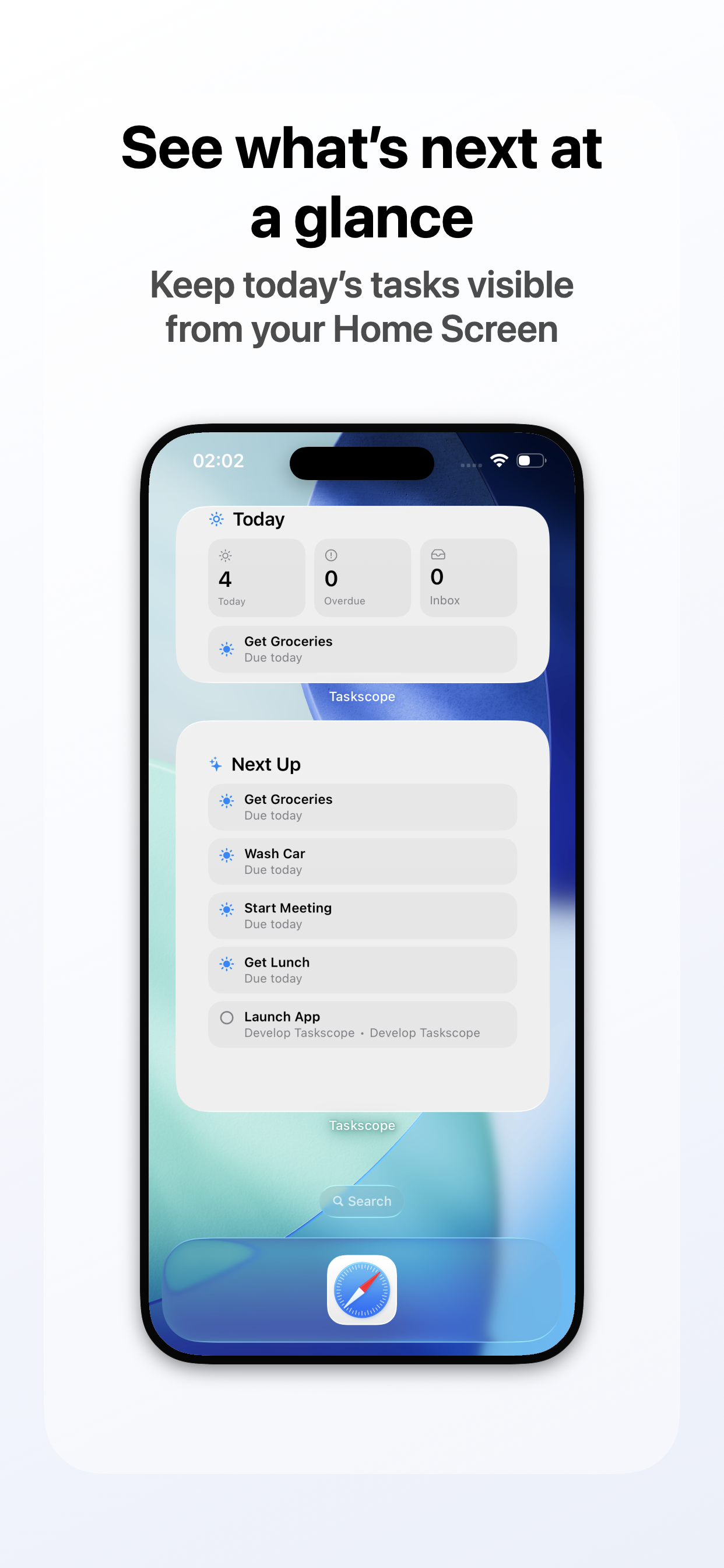 Taskscope screenshot: See What’s Next at a Glance